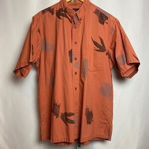 Sig Zane Menʻs Salmon | Brown Button Up Aloha Print Dress Shirt